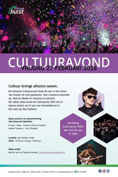 Uitnodiging - Cultuuravond en uitreiking Cultuurprijs