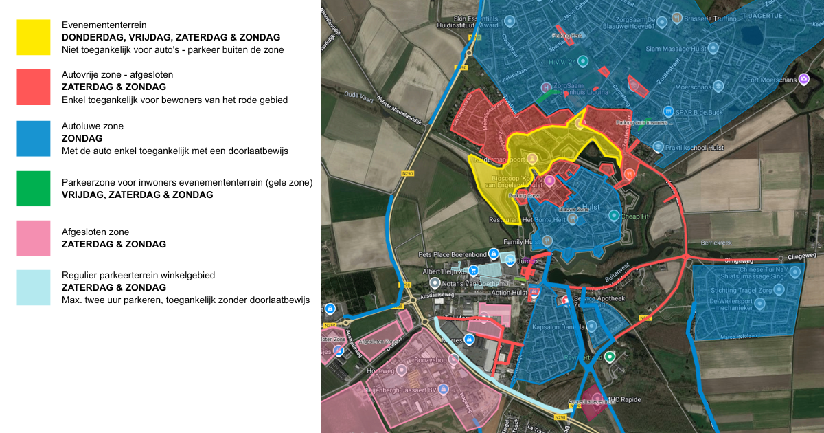 Kaart zones Hulst WK Veldrijden